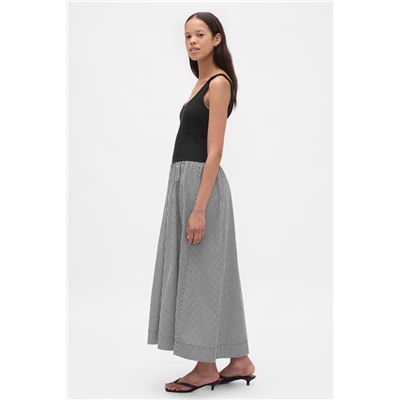 Mixed Media Drop-Waist Maxi Dress