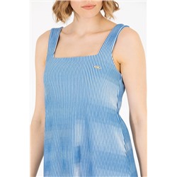 Kadın Saks Bisiklet Yaka Örme Elbise