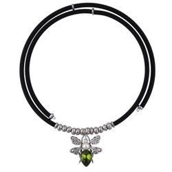 Колье Мотылек (кристаллы SW зеленые, Майорка; покрытие античное серебро), Есть комплект