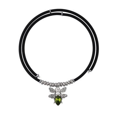 Колье Мотылек (кристаллы SW зеленые, Майорка; покрытие античное серебро), Есть комплект