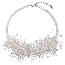 Колье (Майорка белая 6мм; покрытие родий) 40-45см, Есть комплект