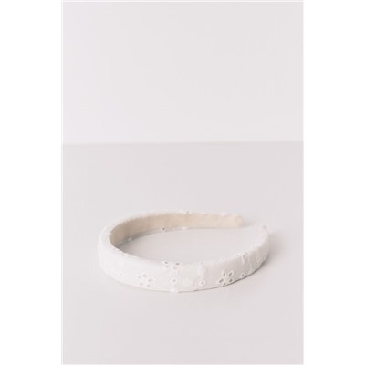 Diadema pelo bordado suizo blanco