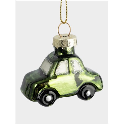 Игрушка елочная, 5 см, стекло, зеленая, Машинка, New year