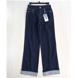 Женские осенне-зимние, слегка эластичные хлопковые джинсы прямого кроя