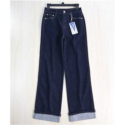 Женские осенне-зимние, слегка эластичные хлопковые джинсы прямого кроя