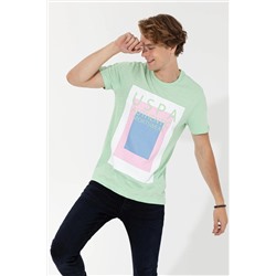 Erkek Mint Bisiklet Yaka Tişört