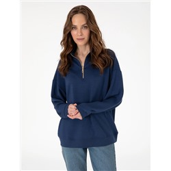 Lacivert Regular Fit Modal Kumaş Sweatshirt