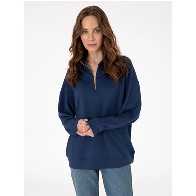 Lacivert Regular Fit Modal Kumaş Sweatshirt