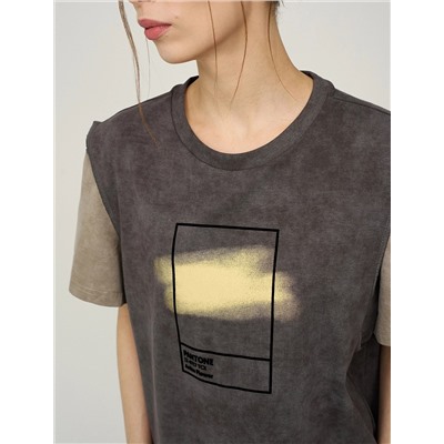 Серая футболка "Цветоблок"