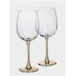 Бокал для белого вина, 430 мл, 2 шт, стекло, золотистая ножка, Ravello