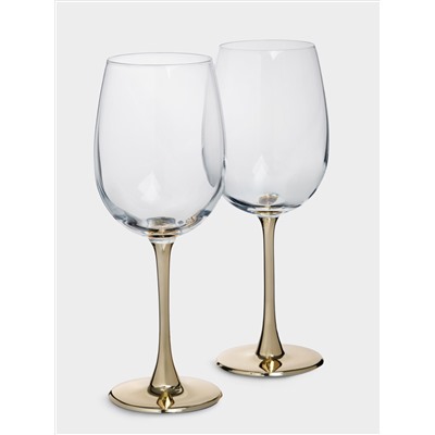 Бокал для белого вина, 430 мл, 2 шт, стекло, золотистая ножка, Ravello