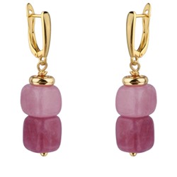 Серьги Селена (кварц розовый 7-8мм; покрытие золото), Есть комплект