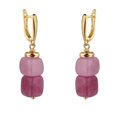 Серьги Селена (кварц розовый 7-8мм; покрытие золото), Есть комплект