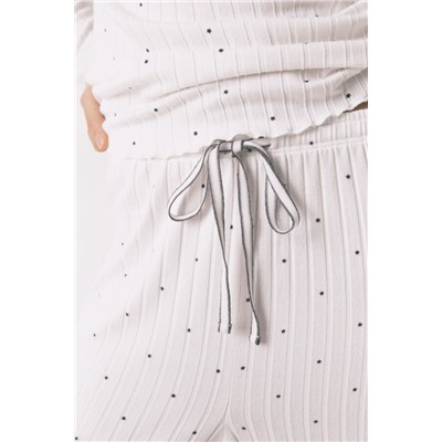 Pijama largo canalé blanco estampado estrellas