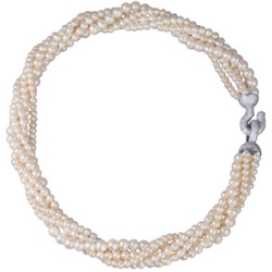 Колье Течение (жемчуг белый 5-7мм, белый фианит; покрытие родий) 50см, Есть комплект