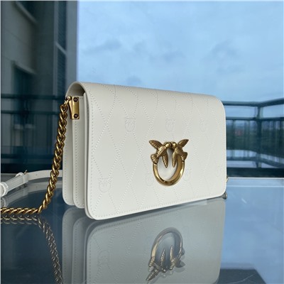 PINKO классическая двойная сумка через плечо с тиснением птицы и ромбов на цепочке, размер: 25*17*