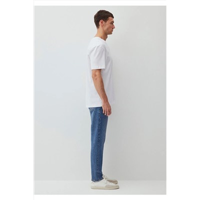 Mavi Beyaz Basic Tişört Loose Fit / Bol Rahat Kesim 066249-620