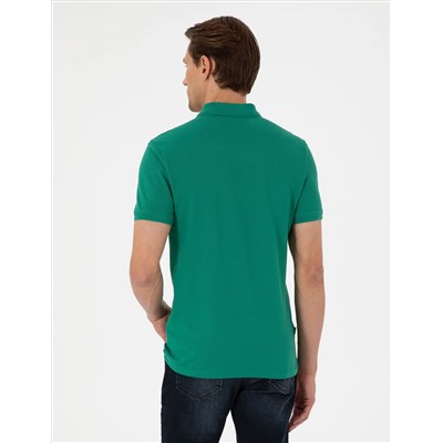Yeşil Slim Fit %100 Pamuk Polo Yaka Basic Tişört
