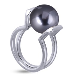 Кольцо (Майорка 12мм темно-серая; покрытие родий), Есть комплект