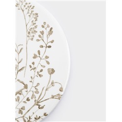 Подставка под кружку, 11 см, круглая, керамика/пробка, белая, Осенние цветы, Florance