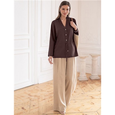 Свободная блузка с кулиской на талии изо льна с вискозой