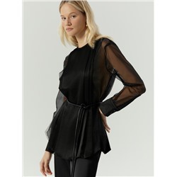 Блузка c полупрозрачными рукавами, B3071/moody