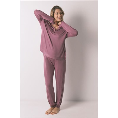 Pijama largo "maternity" rosa super soft