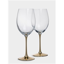 Бокал для красного вина, 540 мл, 2 шт, стекло, золотистая ножка, Ravello