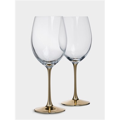 Бокал для красного вина, 540 мл, 2 шт, стекло, золотистая ножка, Ravello