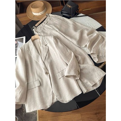 Женский льняной костюм пиджак + брюки (5 цветов) КО*С