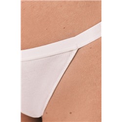 Tanga tira algodón canalé beige