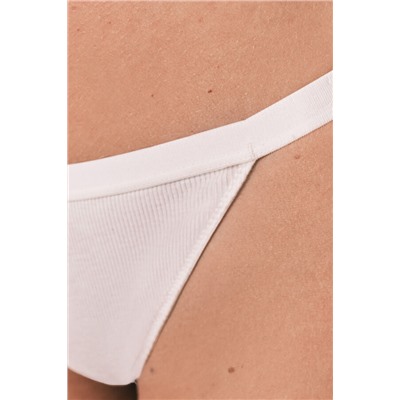 Tanga tira algodón canalé beige