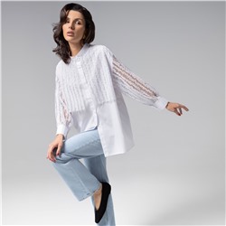 Рубашка комбинированная с вышивкой, Вне конкуренции (white snow)
