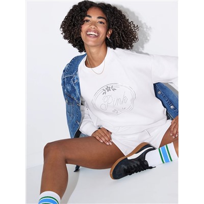 IVY FLEECE OVERSIZED CREW SWEATSHIRT - VS White Bling