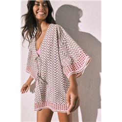 Túnica kimono corto estampado geométrico