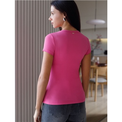 Футболка из трикотажа в широкий рубчик