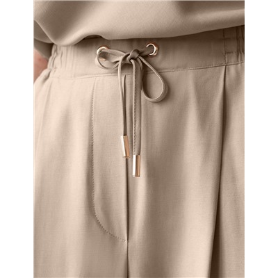 Брюки бананы с поясом на резинке из плотного лиоцелла