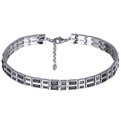 Колье Богемия (кристаллы SW темно-серые; покрытие родий) 34-39см, Есть комплект