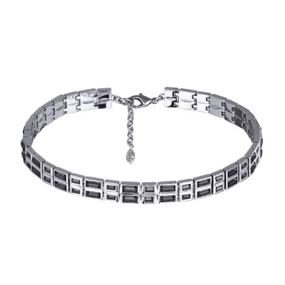 Колье Богемия (кристаллы SW темно-серые; покрытие родий) 34-39см, Есть комплект