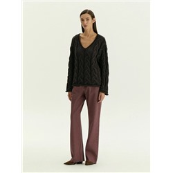 Джемпер с узорной вязкой из смесового хлопка, B3023/fondant