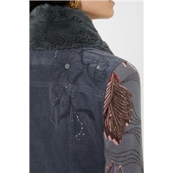 Chaqueta bimateria pana fina cuello desmontable