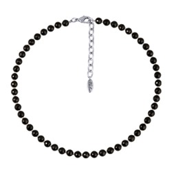 Колье Селена (агат 6мм черный; покрытие родий) 40-45см
