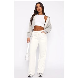 You'd Love It Here Wide Leg Sweatpants White