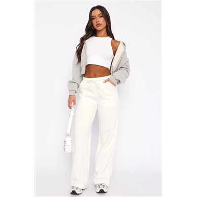 You'd Love It Here Wide Leg Sweatpants White