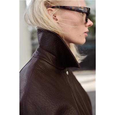 LEATHER-EFFECT BOMBER JACKET