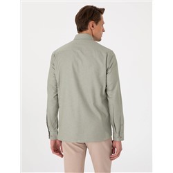 Haki Oxford Slim Fit Kolay Ütülenebilir Gömlek