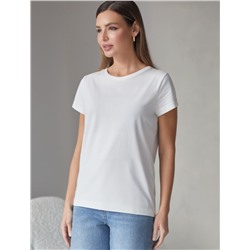 Базовая футболка полуприлегающая из премиального хлопка с эластаном