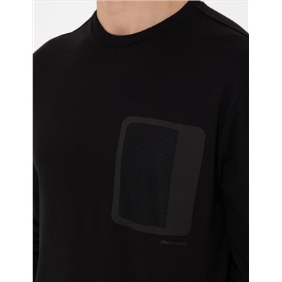 Siyah Regular Fit Bisiklet Yaka Sweatshirt