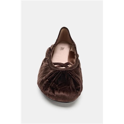 VELVET EFFECT BALLERINA FLATS WITH STRAPS