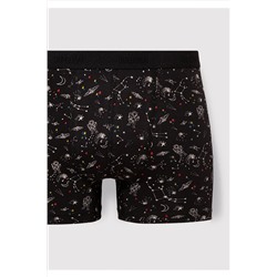 Mavi Galaksi Baskılı Siyah Boxer 092084-900